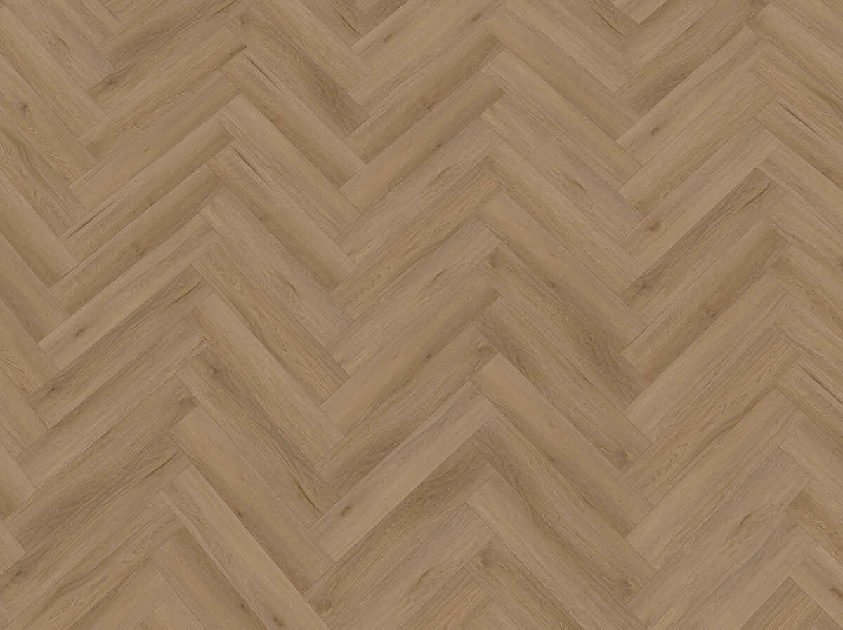 Vinylboden IPC Opal XS Fischgrät Eiche Alkmaar in Holzoptik, Klebevinyl mit Eiche-Muster, hellbraun und beige Farbtöne