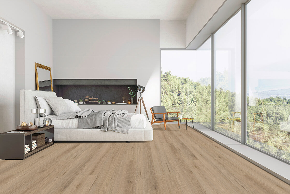 Helles IPC Opal XL Eiche Maastricht Vinylboden aus Klebevinyl mit Holzmaserung, ideal für langlebige, elegante Raumgestaltung