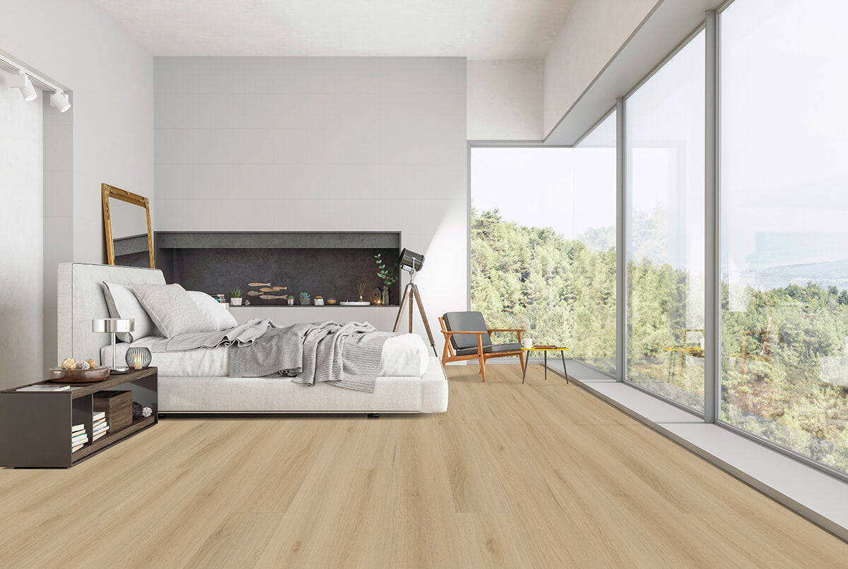 Vinylboden IPC Opal XL Eiche Den Bosch, Klebevinyl mit Holzmaserung, langlebiges Bodenbelag, Nahaufnahme der Oberfläche