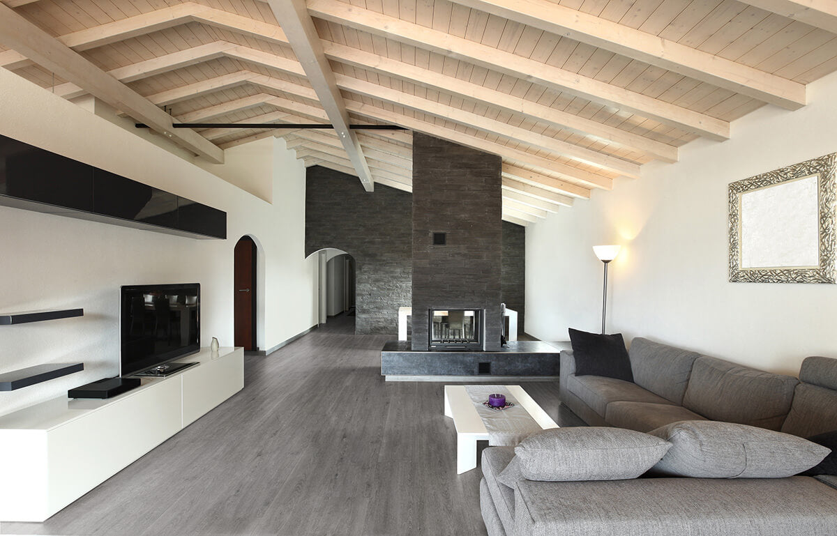 Vinylboden IPC Rubin XL Eiche asphaltgrau, Klebevinyl mit Holzmaserung, detailreiche Oberfläche, langlebig und modern.