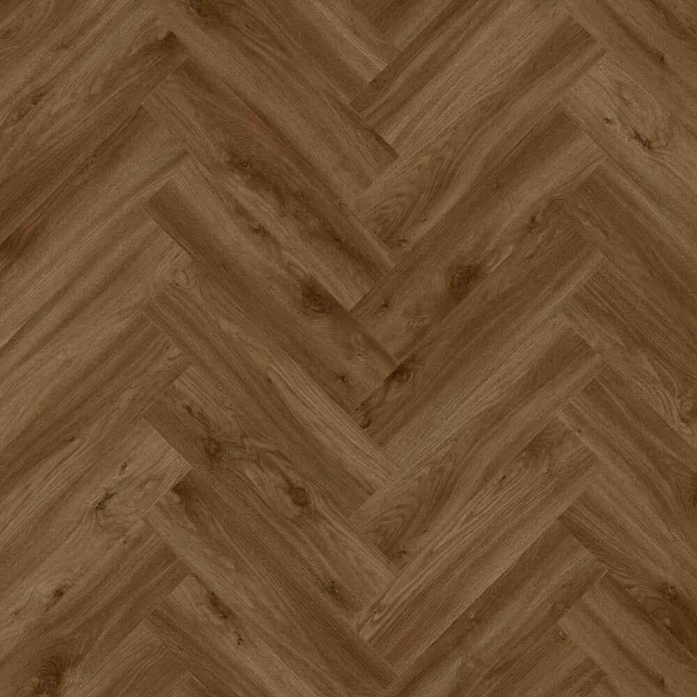Moduléo Roots 55 Sierra Oak Vinylboden, Fischgrät-Design, Klebevinyl, authentisches Eichenholz-Design sichtbar in der Abbildung