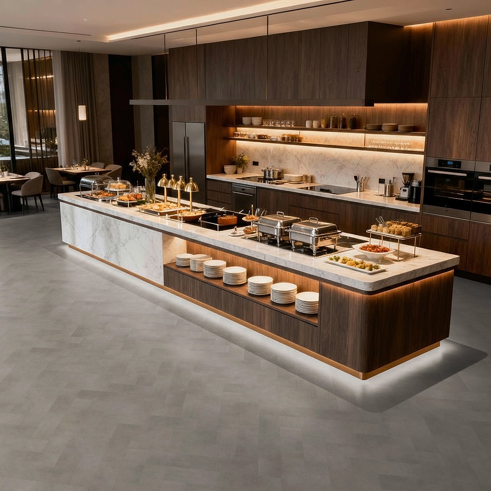 IPC Achat 2 XS Vinylboden im Fischgrät Design 413XS, Klebevinyl für elegante Raumgestaltung, detaillierte Textur sichtbar