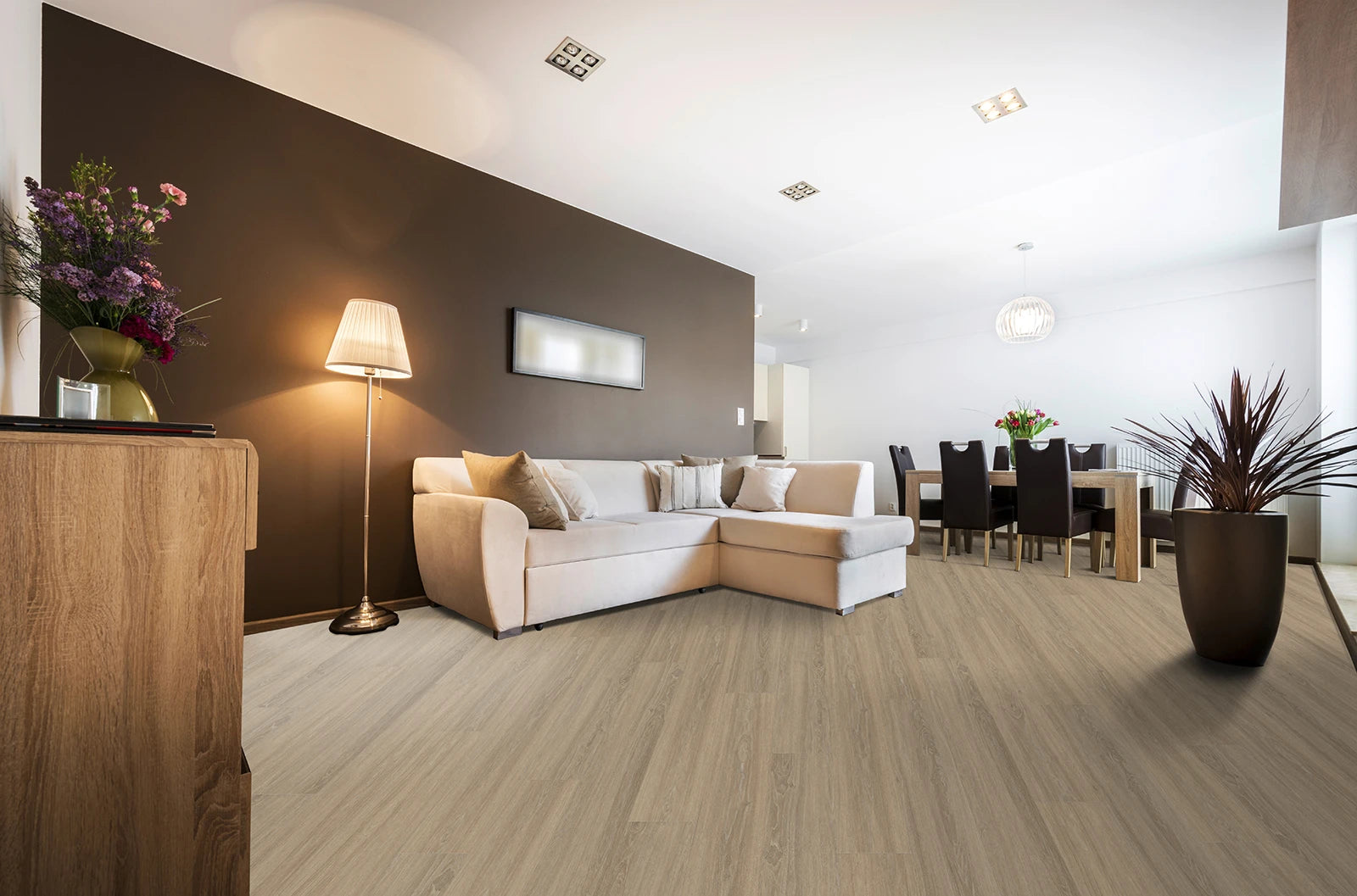 Vinylboden IPC Granat Eiche Malaga, Klebevinyl, authentische Holzoptik mit braunen Eichenmustern, strapazierfähig und langlebig