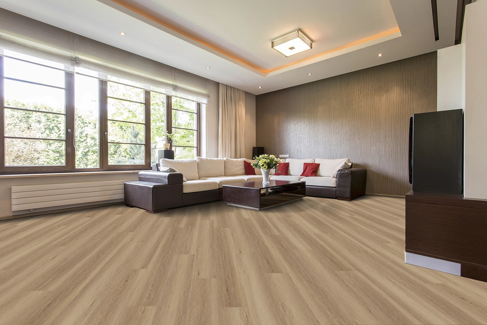 Vinylboden IPC Granat Eiche Florenz, Klebevinyl, mit naturgetreuer Eichenoptik und strukturierter Oberfläche, ideal für moderne Räume