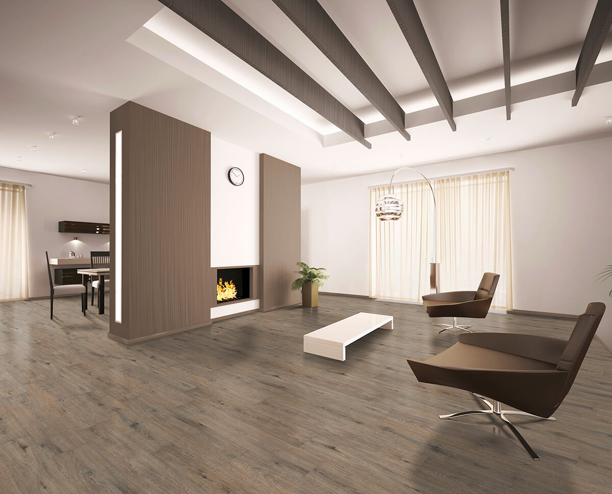 Vinylboden IPC Saphir Plus Eiche austergrau mit Klick-System, realistisches Holzdesign für moderne Innenräume