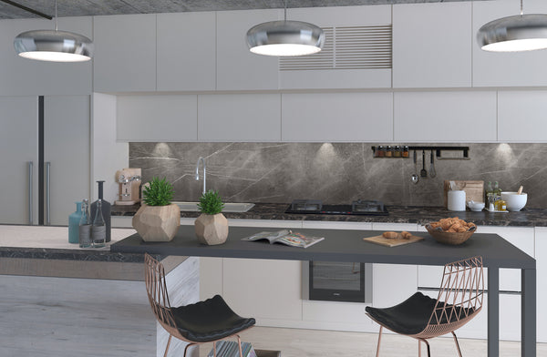 Ceramin Vinylboden Fliese Marmi Magallan Grau, PVC-frei, hochwertiges Design mit Marmoroptik, langlebig und stilvoll.