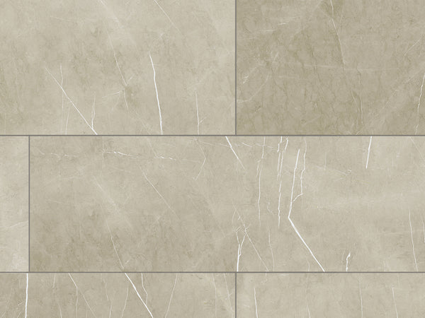 Ceramin Vinylboden Fliese in Sandbeige, PVC-frei, Designfliese, quadratisch, langlebig, vielseitig, strapazierfähig, modernes Muster
