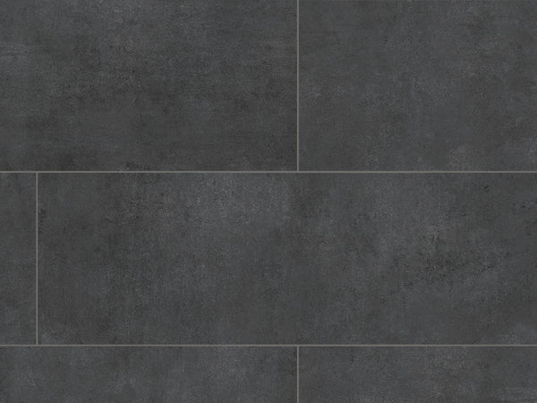 Ceramin Vinylboden Avola Vesuvius Anthrazit, PVC-freie Designfliese mit dunkler, strukturierter Oberfläche, authentischer Steinoptik