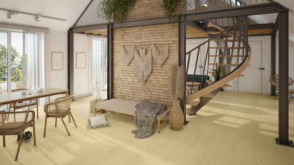 Vinylboden Ceramin Nuva Eternal Scandinavian Oak Beige, Klebe-Designboden, Holzoptik, beige Farbton, 1290x253mm.