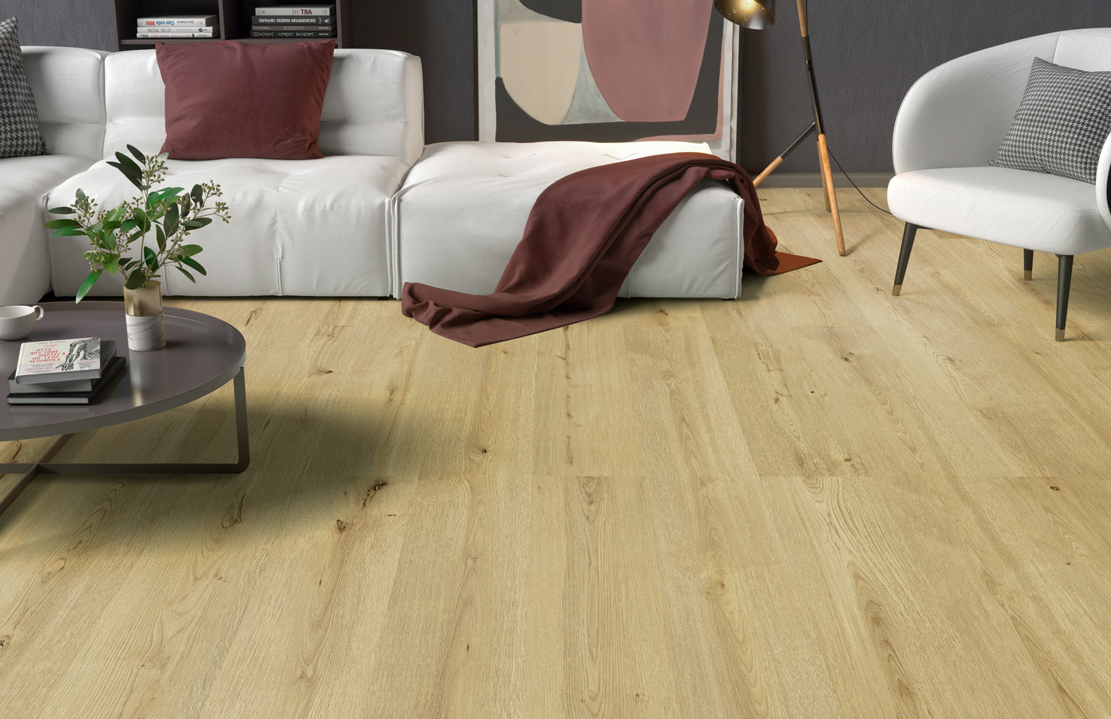 Ceramin Nuva Eternal Autumn Oak brauner Vinylboden, Klebe-Design, 129x25,3 cm, langlebiger Vinylboden mit Holzoptik