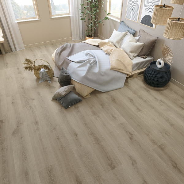 Ceramin Nuva Essential Vinylboden in Beige Oak, Klebe-Design, mit natürlicher Holzmaserung und 1290x210mm, langlebig und stilvoll
