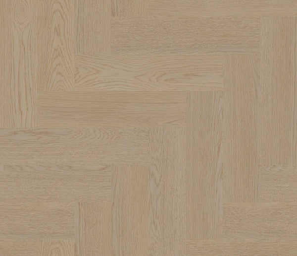 COREtec Naturals Herringbone Vinylboden in Barley, mit Hahnentrittmuster und Holzoptik, zeigt detaillierte Textur und natürliche Maserung.