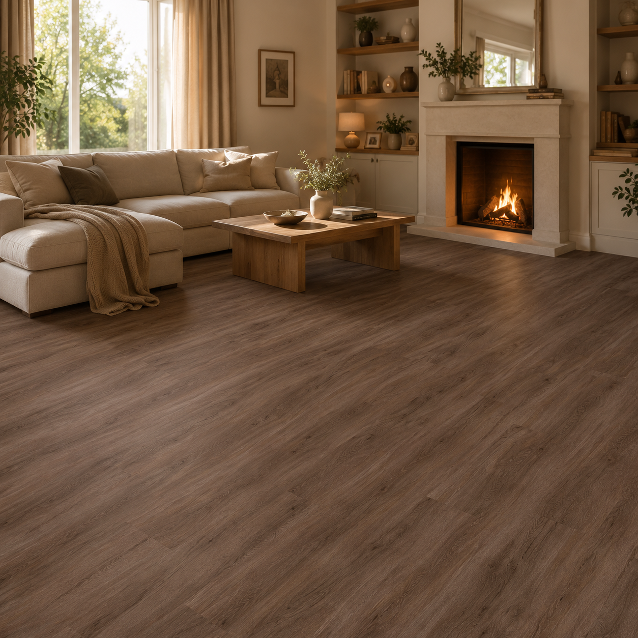 Vinylboden Liberty Urban 55 King im Wohnzimmer, langlebiger Klebevinylboden mit Holzoptik, hochwertiges Design für moderne Räume