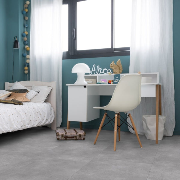 Gerflor Creation 30 Bloom Uni Pearl 1602 Vinylboden, Klebevinyl mit cremefarbenem, glänzendem Finish, modernes Design.