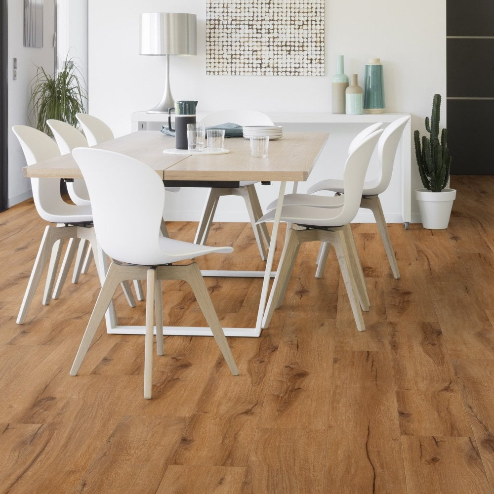 Gerflor Creation 40 Solid Clic Cedar Golden Vinylboden, Klick-Vinyl mit Holzoptik in warmem Goldbraun, detailreiche Oberfläche