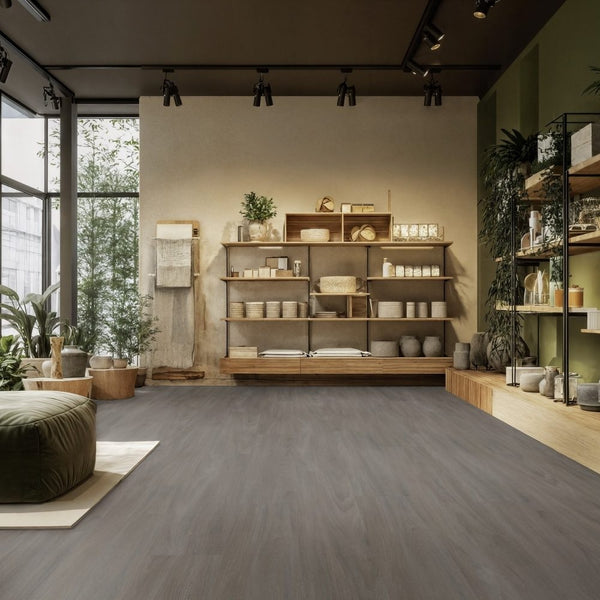 Gerflor Creation 55 Zen Bostonian Oak Dark Vinylboden, dunkles Eichenmuster, Klebevinyl für Bodenbeläge, detaillierte Oberflächenstruktur