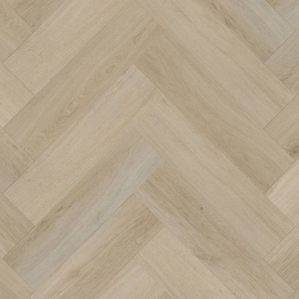 Vinylboden Project Floors floors@work PW 1275 Fischgrät, klebevinyl, 610×152 cm, helles Fischgrätmuster auf Boden.