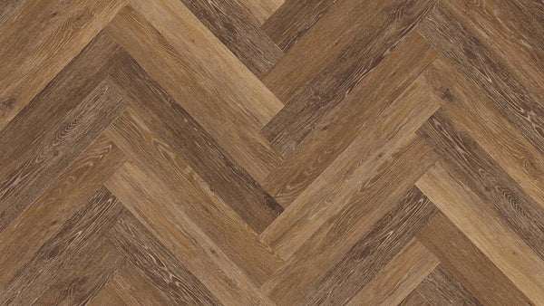 Vinylboden Project Floors floors@work PW 1261 Fischgrät, 610×102 mm, Klebevinyl, helle Holzoptik, verlegt in Fischgrätmuster