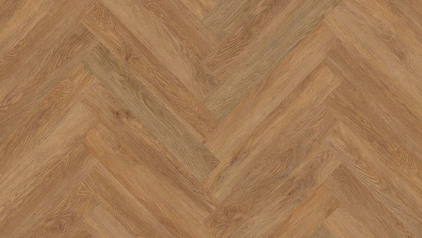 Vinylboden Project Floors floors@work PW 3066 Fischgrät, Klebevinyl, 610×102 cm, braune Holzoptik, verlegt auf Boden.