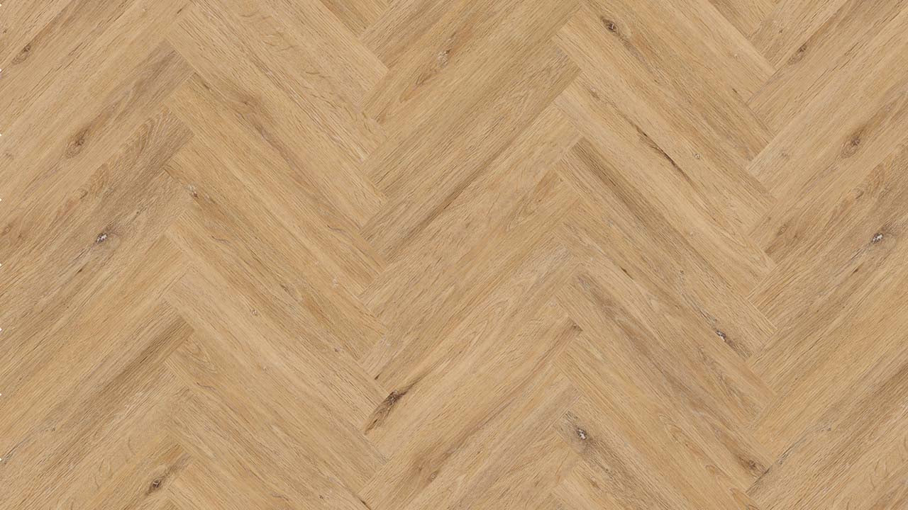 Vinylboden Project Floors floors@work PW 3350 Fischgrät, 457×76 cm, Klebevinyl, braune Holzoptik, geordnetes Fischgrätmuster