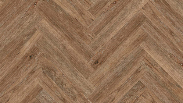Vinylboden Project Floors floors@work PW 3610 Fischgrät, 457×76 cm, Klebevinyl mit Fischgrätmuster, braun und beige Farbtöne