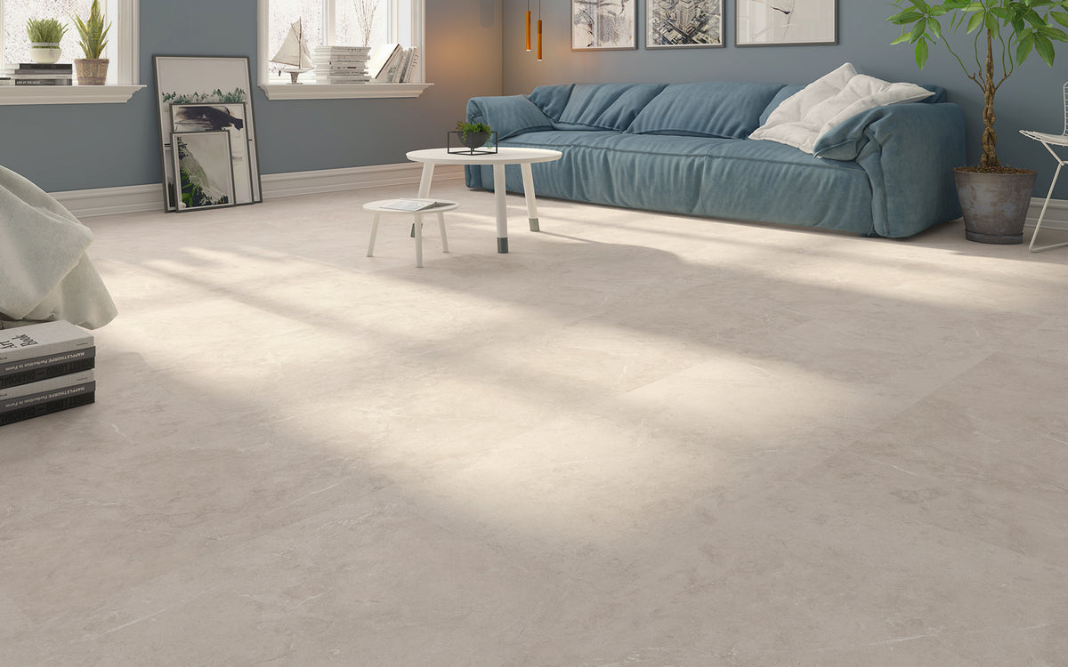 Ceramin Carrara Grey, im Raum verlegt