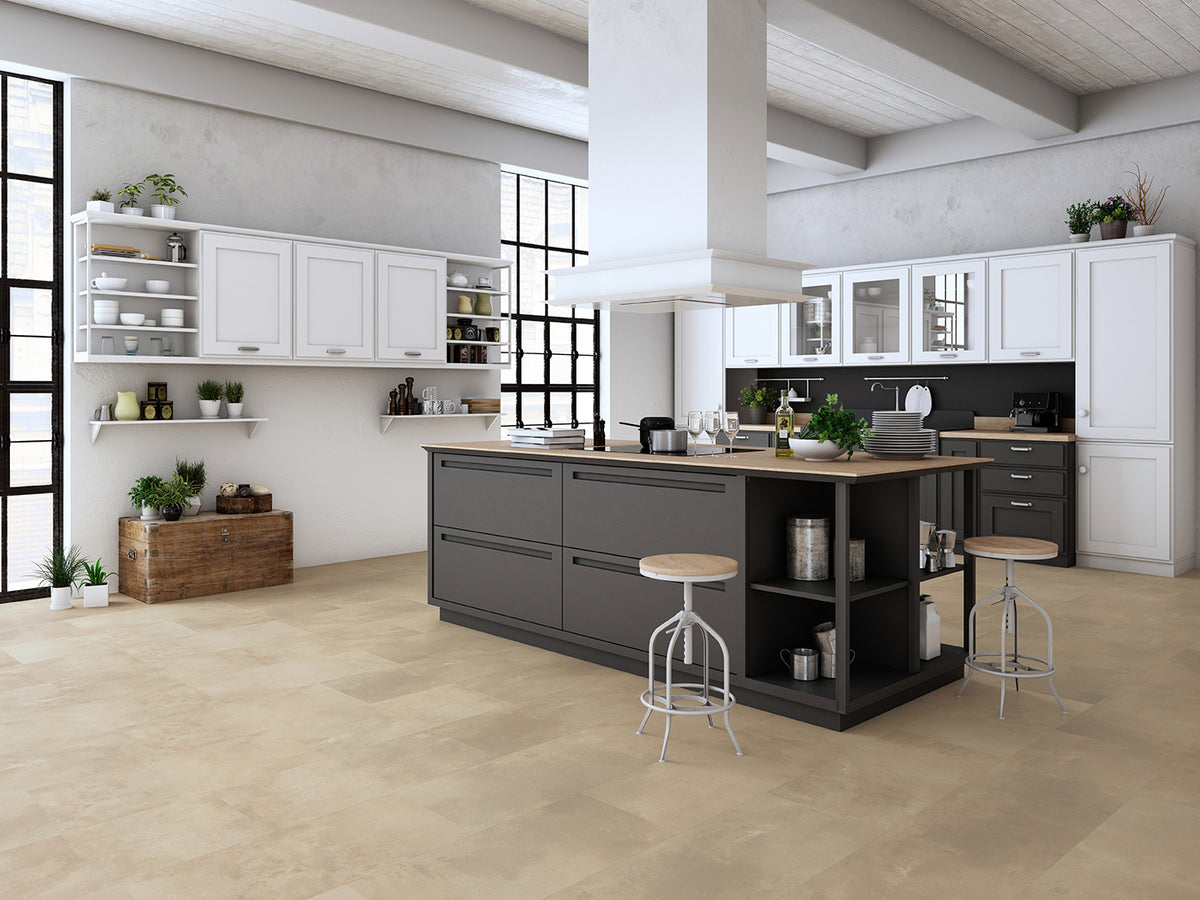 Ceramin Screed Beige, im Raum verlegt