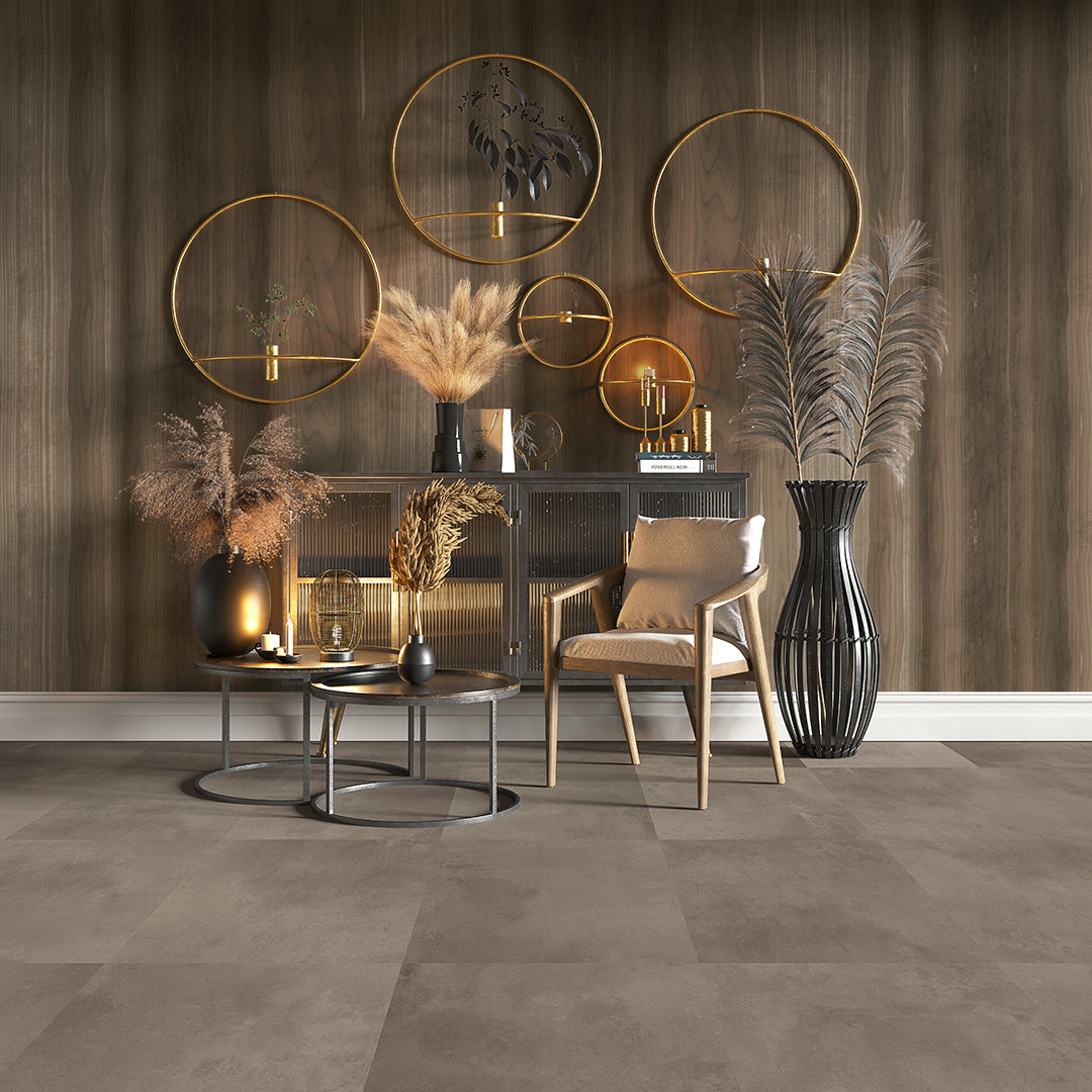 Ceramin Screed Brown, im Raum verlegt