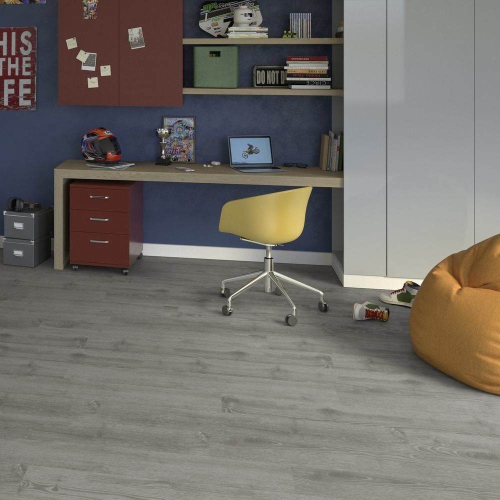 Vinylboden Tarkett iD Inspiration 30 Classics Scandinavian Oak Dark Grey, dunkler Klebevinyl mit Holzmaserung, Fußbodenbelag