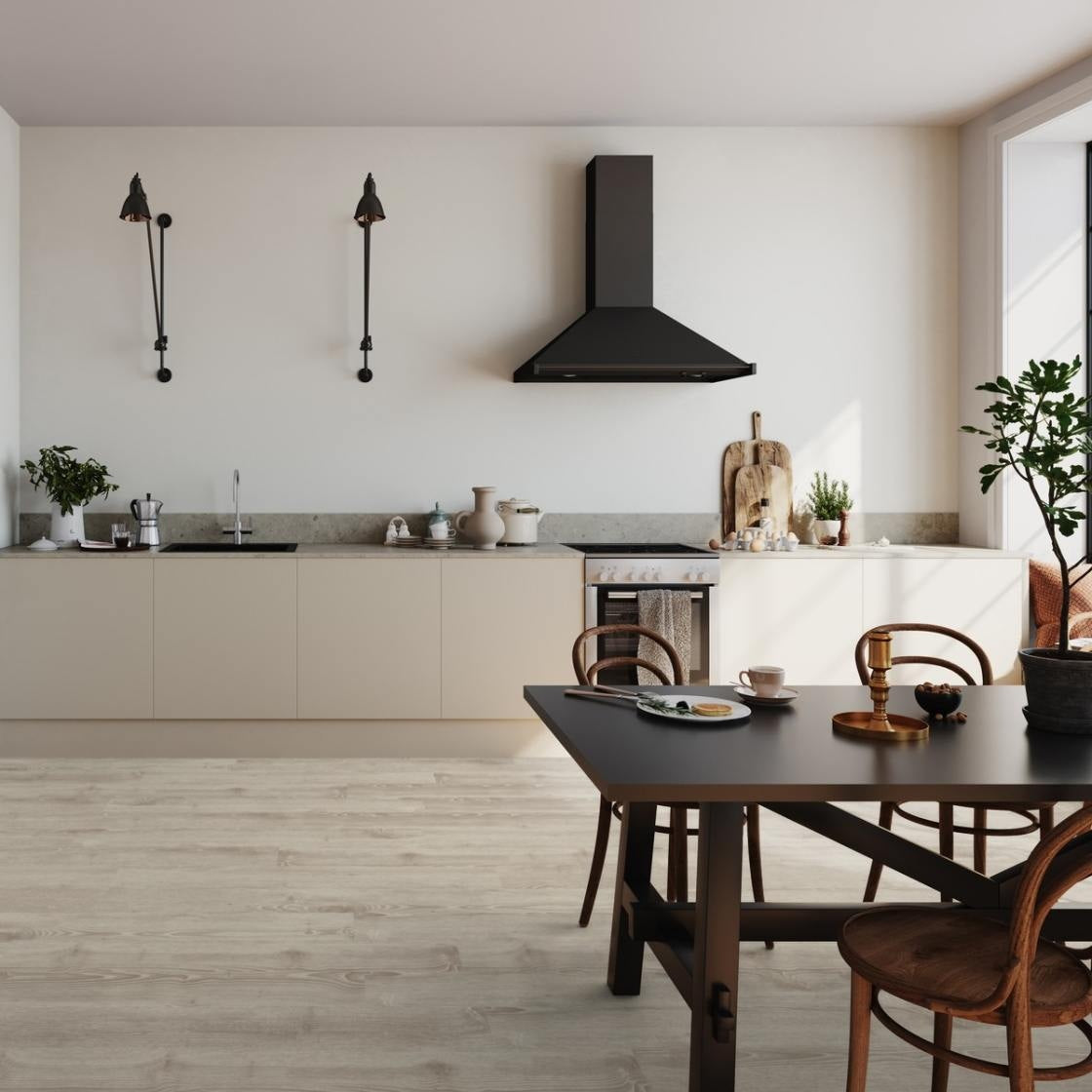 Vinylboden Tarkett iD Inspiration 30 Classics Scandinavian Oak Medium Beige, Klebevinyl mit Holzmaserung und warmem Beigeton