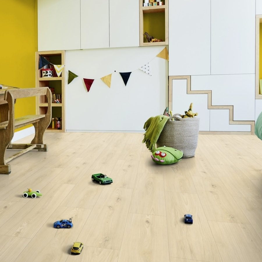 Tarkett iD Inspiration 55 Vinylboden in Beige mit gebürsteter Eichenoptik, Klebevinyl, natürlicher Holz-Look