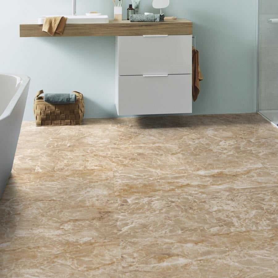 Tarkett iD Inspiration 55 Naturals Emperador Beige Vinylboden, Klebevinyl mit natürlicher Holzoptik, Blick auf die Fliesenstruktur