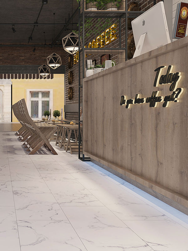 CHECK One Agora Marmor Vinylbodenfliese mit Trittschall, Klickvinyl, elegantes Marmordesign, langlebige Vinylfliese
