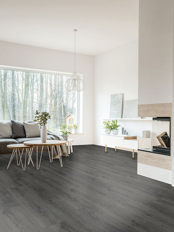 CHECK SPC Algier Eiche Vinylboden mit Klicksystem und Trittschall, naturbelassene Holzoptik, langlebiger Vinylboden für Innenräume
