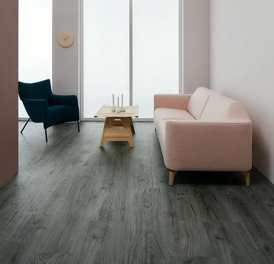 Vinylboden Forbo Allura Dryback 0,40 Rustic Anthrazit Eiche 60306, klebevinyl, rustikale Holzoptik, strapazierfähig