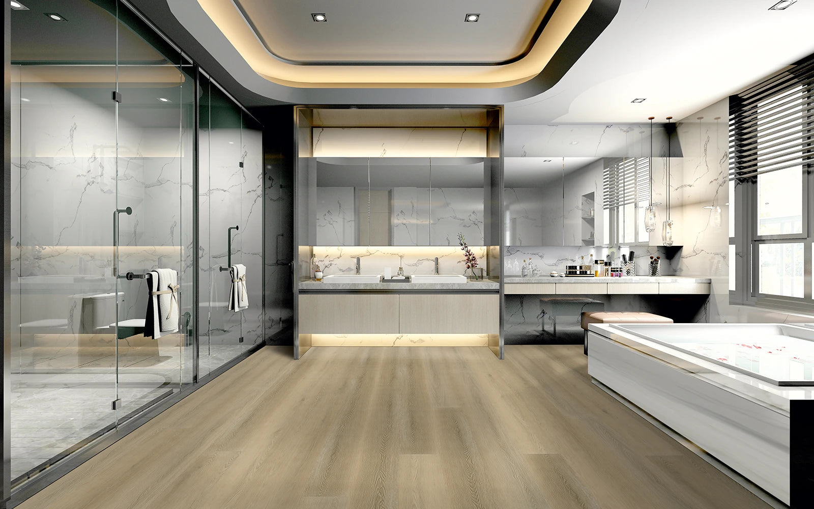 Vinylboden IPC Terra Design Berlin Klebevinyl mit Holzoptik, Nahaufnahme des Musters und Textur in einem Raum.