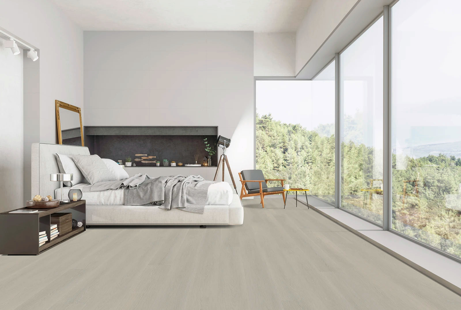 Vinylboden IPC Terra Design Wien Klebevinyl mit Holzmaserung, Seitenansicht, langlebiges Bodenbelag-Design in natürlichem Look
