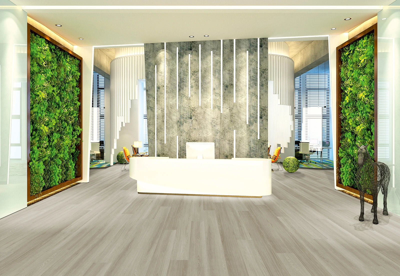 Heller Vinylboden IPC Terra Design Athen Klebevinyl mit Holzmaserung, in einem modernen Wohnraum verlegt