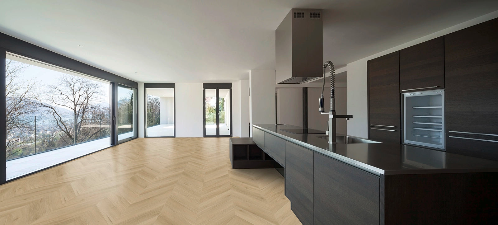 Vinylboden IPC Opal Chevron Eiche Den Bosch, Klebevinyl mit Eichenmuster und Chevron-Design, detailreiche Oberflächenstruktur