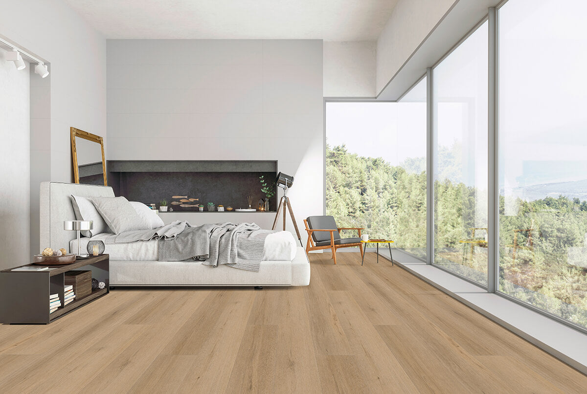 Vinylboden IPC Opal XL Eiche Delft, Klebevinyl, mit Eichenmuster und dezentem Farbton, für langlebige und stilvolle Raumgestaltung.