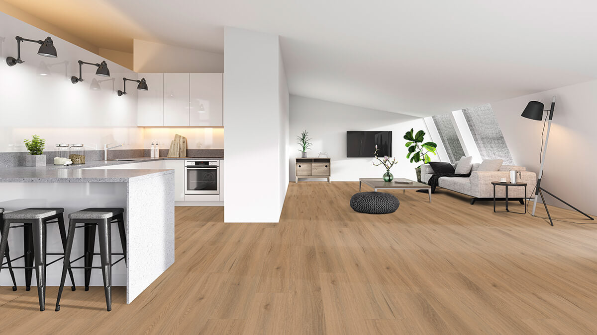 Vinylboden IPC Opal XL Eiche Alkmaar Klebevinyl mit natürlicher Holzmaserung und hellbrauner Eichenoptik, Laminat-Design
