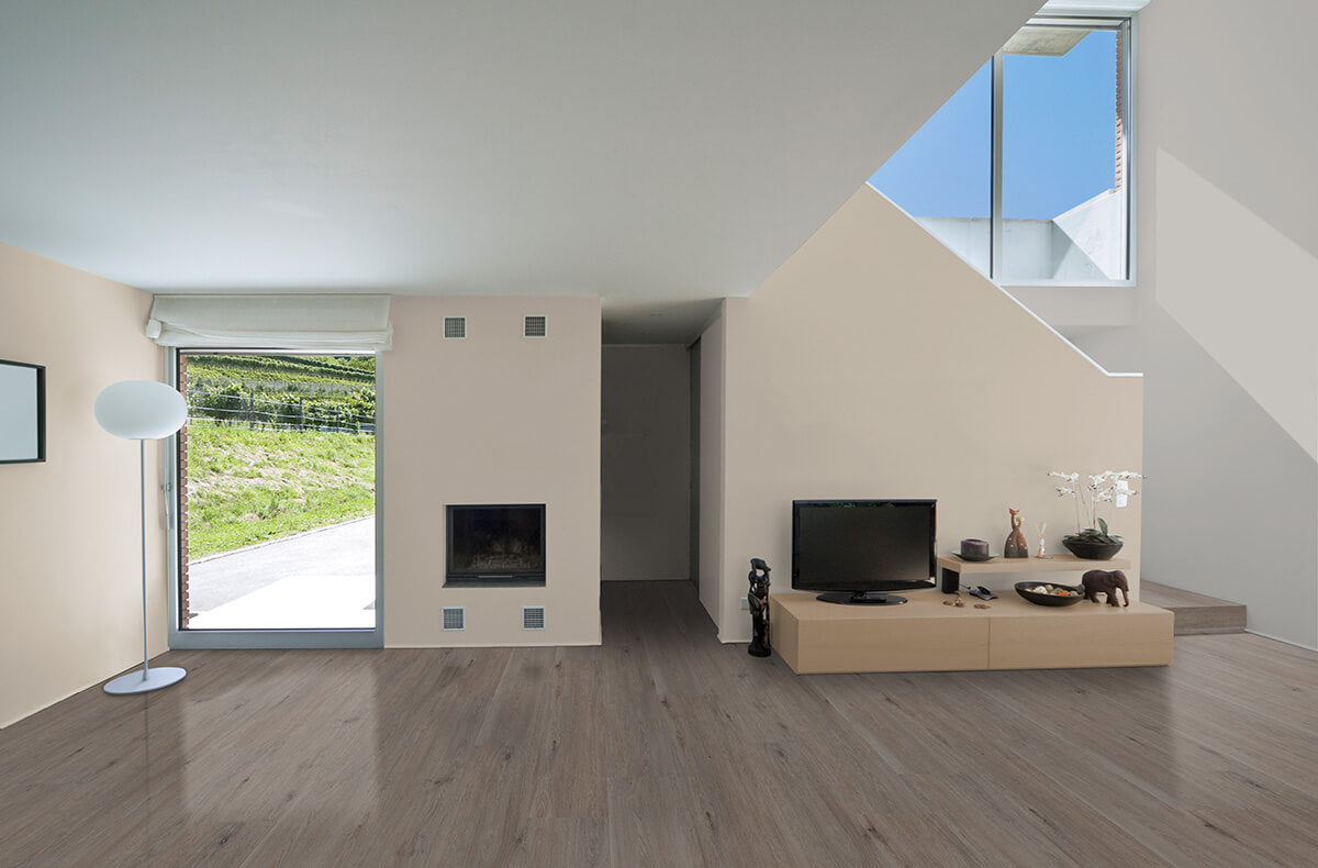 Vinylboden IPC Rubin XL Eiche Umbra, Klebevinyl mit realistischem Eichenmuster, detailreiche Holzoptik für moderne Räume