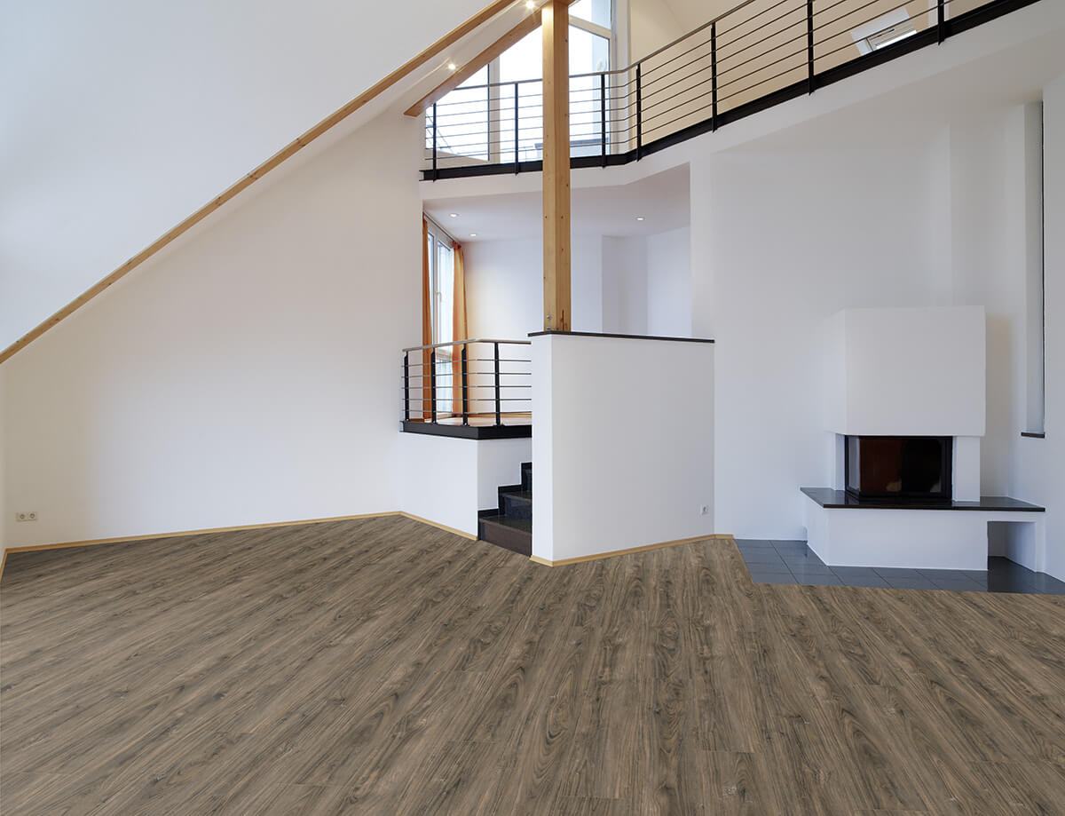 Klick-Vinylboden IPC Topas XXL Nussbaum handgehobelt grau, moderne Vinyl-Design mit Holzoptik, langlebig und pflegeleicht