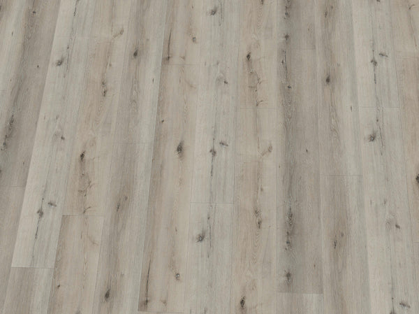 Vinylboden IPC Topas XXL Eiche Weizen, Klick-Vinyl, rechteckige Planken mit Holzmaserung in hellbraun.