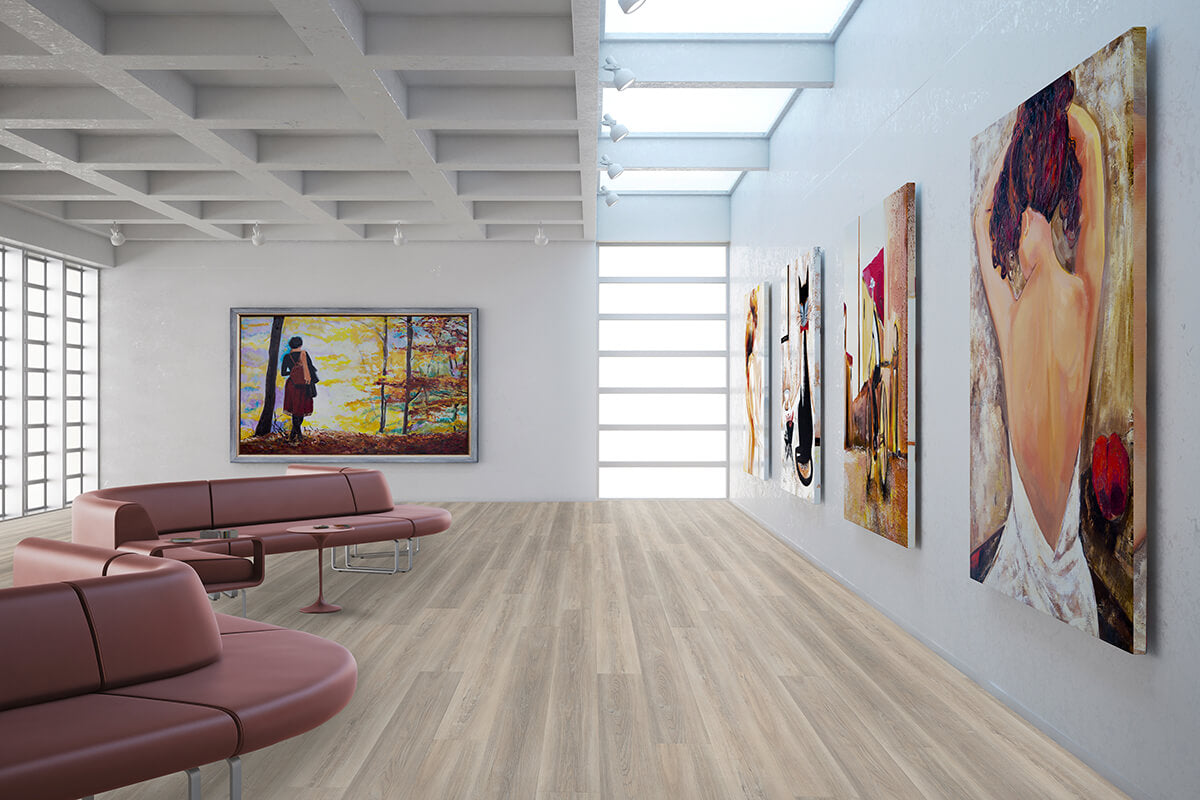 Klick-Vinylboden IPC PWK 0,30 Hof in Holzoptik, sichtbare Oberfläche mit strukturierter Holzmaserung und Klick-Verbindung