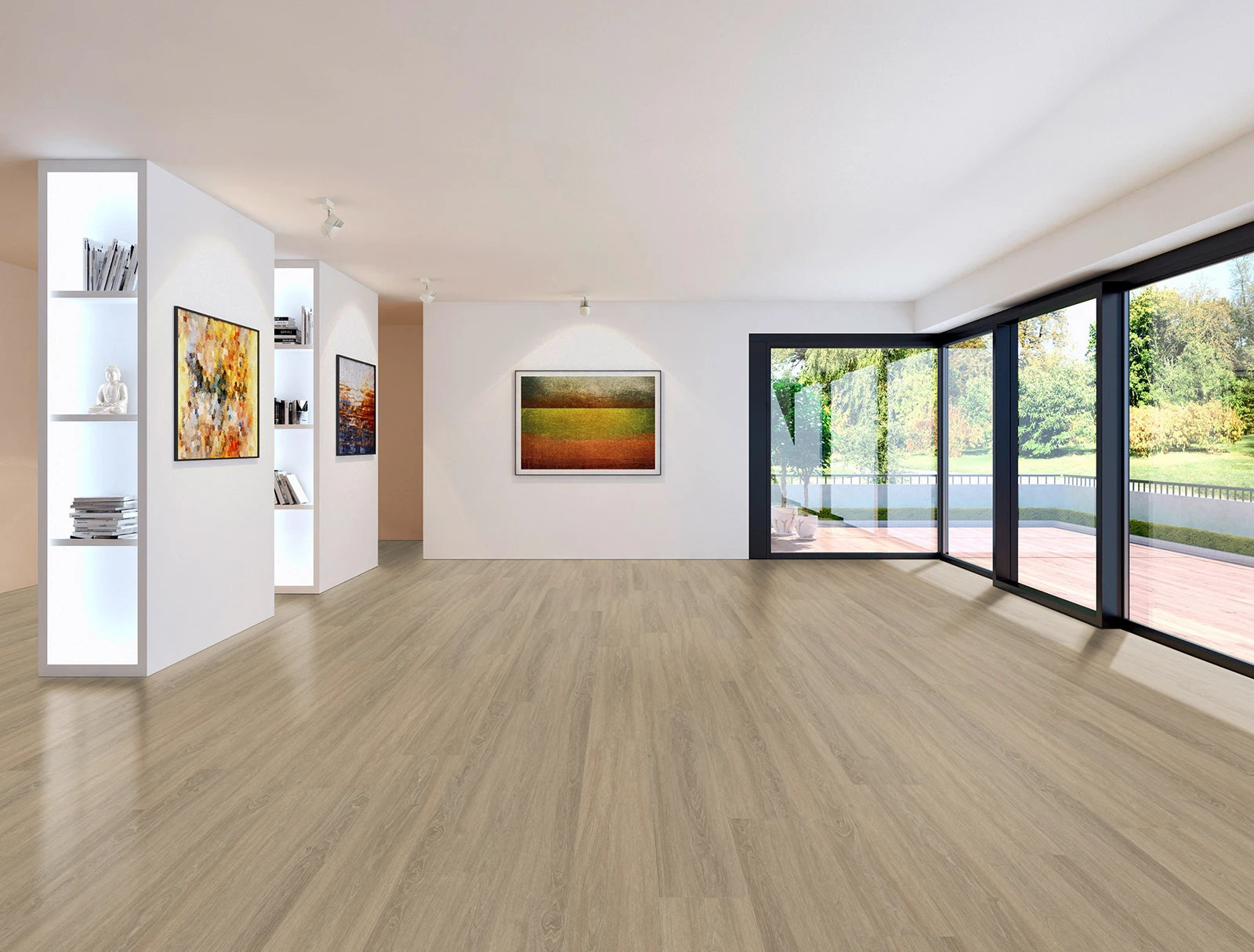 Vinylboden IPC Granat Eiche Malaga Klebevinyl, Nahaufnahme der Holzmaserung und Textur in natürlicher Eiche-Optik
