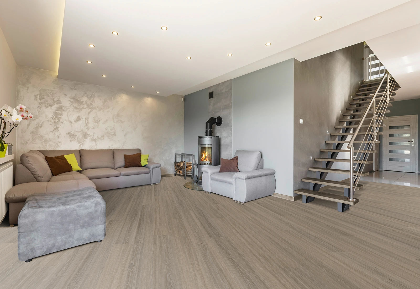 Vinylboden IPC Granat Eiche Andorra, Klebevinyl mit Holzmaserung und natürlicher Eichenoptik, langlebig und strapazierfähig.