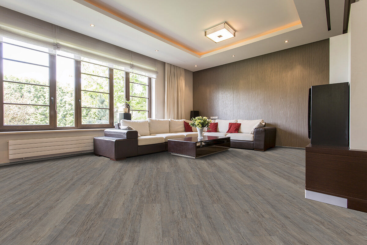 Vinylboden IPC Smaragd Eiche Altholz mineralgrau, Klebevinyl, strukturierte Oberfläche, natürlicher Holzlook, langlebiges Bodenbelag.