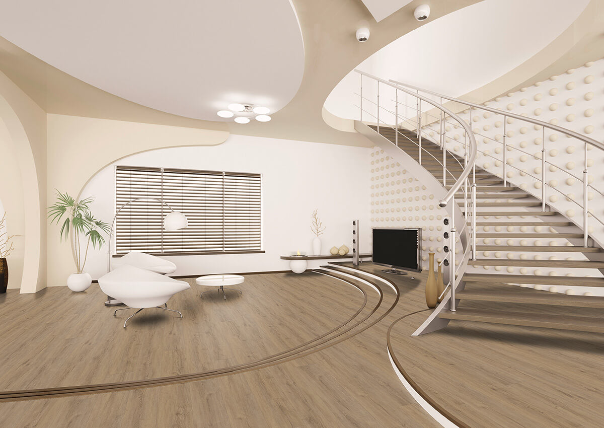 Vinylboden IPC Smaragd Eiche nerzbraun, Klebevinyl mit Holzmaserung und warmem Braunton, detailreiche Oberfläche, Nahaufnahme