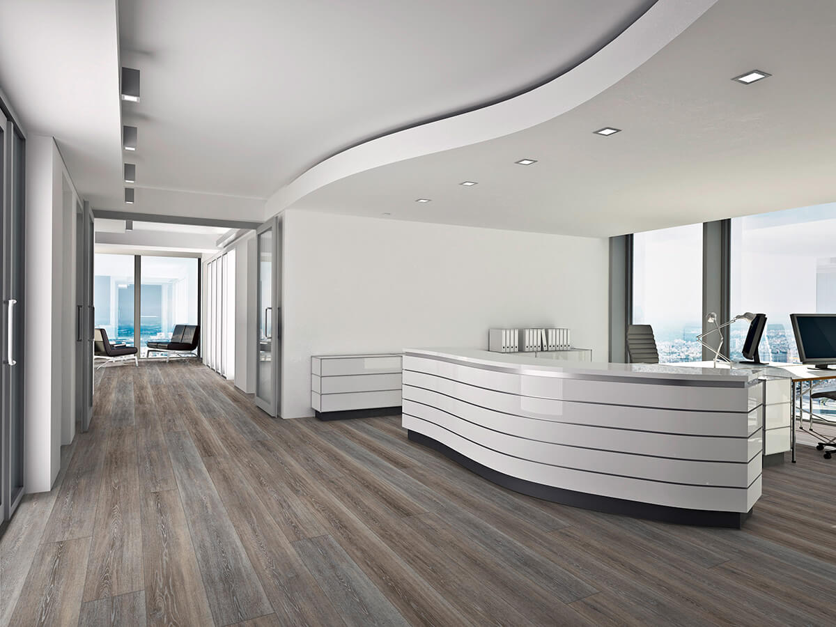 Vinylboden IPC Smaragd Eiche sperbergrau, Klebevinyl, natürliche Holzoptik mit grau-braunen Tönen, für moderne Innenräume